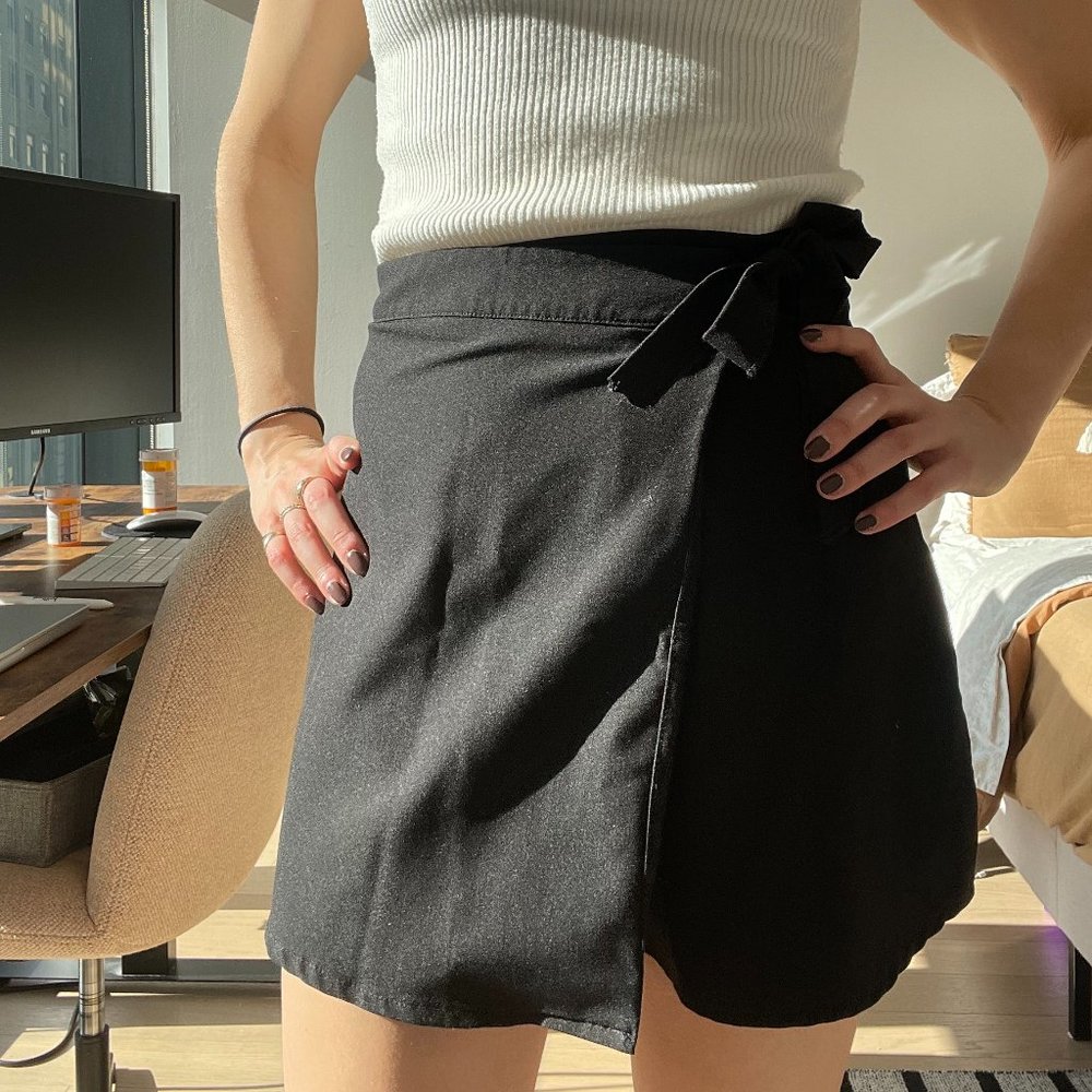 Tie Wrap Mini Skirt